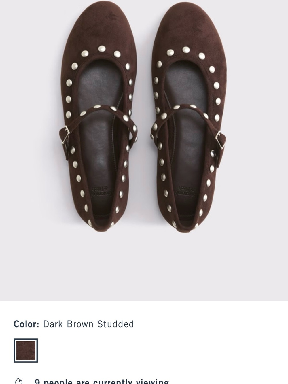 Abercrombie & Fitch Dark Brown Studded Mary Jane Flats